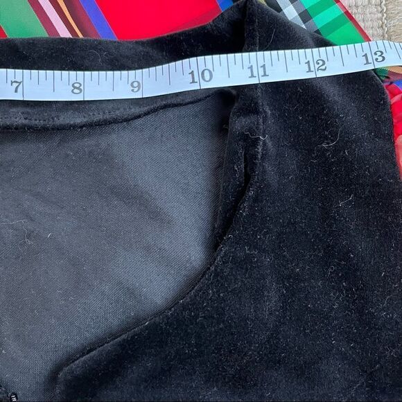 Vintage Prairie Goth? Black Velvet & Red Plaid Two Piece Maxi Skirt And Jacket S - Picture 13 of 14